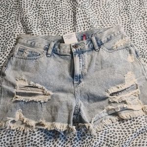Sneak peek light blue denim shorts